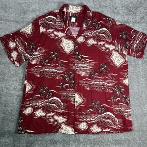 Hawaiian Reserve Shirt Men's XL Red Hawaii Islands Short Sleeve Camp Rayon